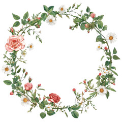 A Floral Wedding card frame wild roses and daisies count