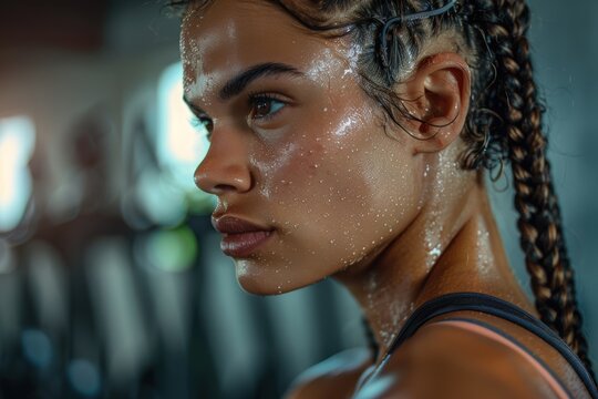 Focused and determined young athlete post-workout, embodying confidence and commitment to health and fitness