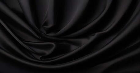 Obraz premium a close-up view of a black satin fabric, with its folds and creases creating a smooth, flowing texture.