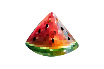 Disco mirror ball fruit, berry, watermelon. On white isolated background .Mosaic style
