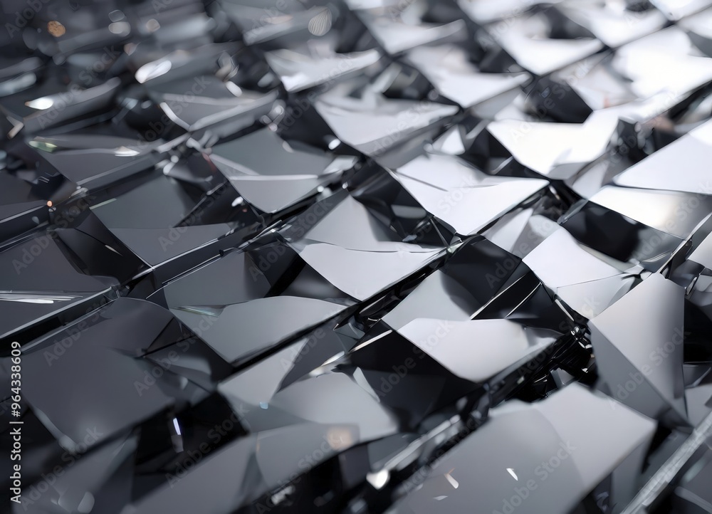 Aufkleber a close-up view of a complex, abstract pattern composed of numerous small, irregularly shaped, metal