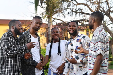 picture of group african american friends having fun together