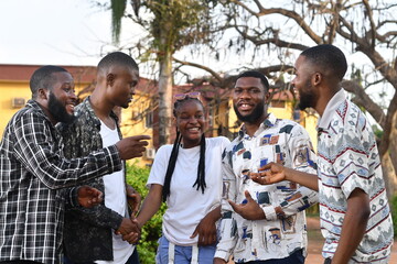 picture of group african american friends having fun together