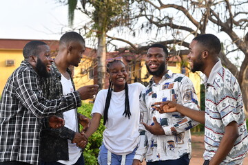 picture of group african american friends having fun together