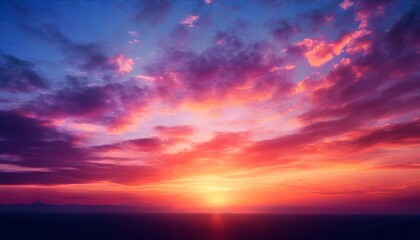 Fototapeta premium A breathtaking sunset over the ocean, with vibrant hues of orange, pink, and blue filling the sky.
