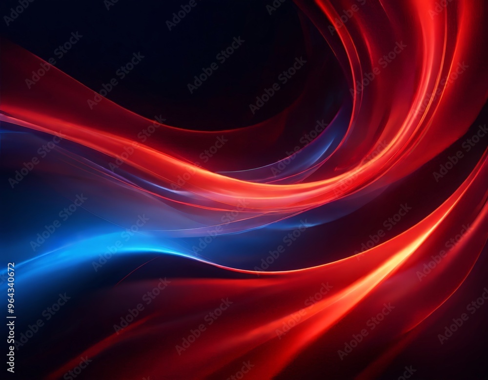 Poster dynamic abstract composition of swirling red and blue lines, creating a sense of movement and energy