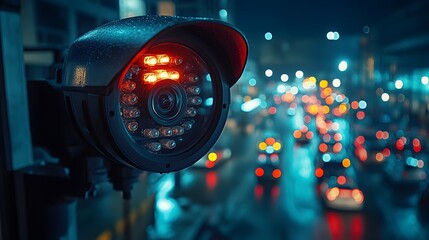 CCTV camera footage monitoring a parking lot at night, capturing vehicles entering and leaving the area under dim lighting.