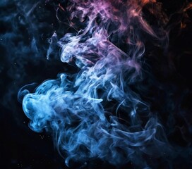 Obraz premium swirling smoke in shades of blue and purple, creating an abstract and ethereal visual effect against a dark background.