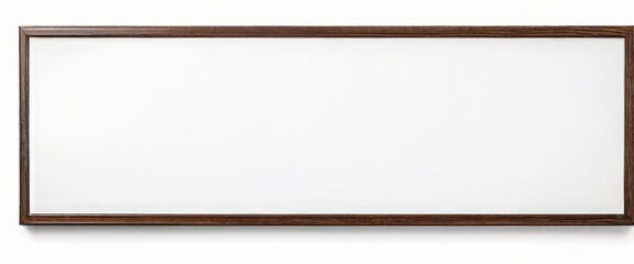 A rectangular whiteboard with a dark brown frame is mounted on a white wall.
