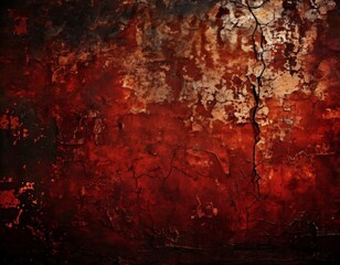 a close-up of a textured, cracked wall with a reddish-brown hue, giving it a distressed and aged appearance.