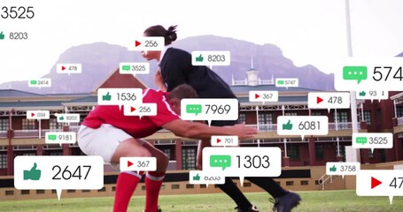 Animation of icons and data processing over diverse rugby players