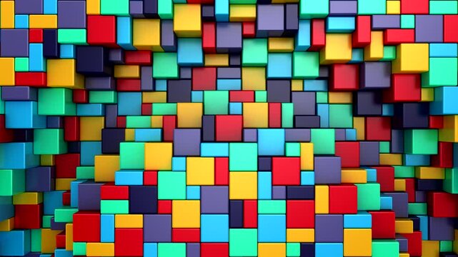 Geometric Shapes Form a Wave. Abstract motion, 3d rendering, 4k resolution
