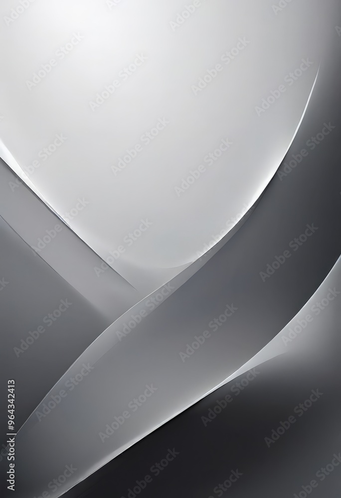 Poster minimalist abstract composition with a gradient of gray and white colors. the central focus is a cur
