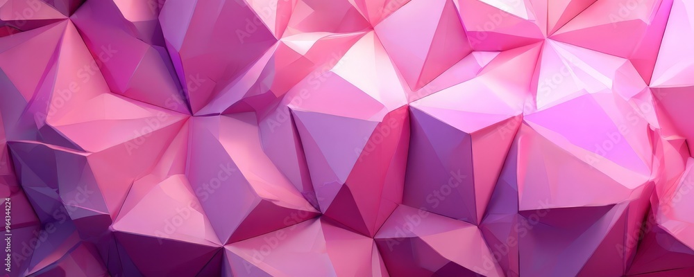 Poster a close-up view of a 3d-rendered abstract pattern composed of numerous triangular shapes in various 