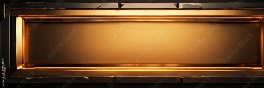 Poster a rectangular frame with a golden border, set against a dark background. the frame appears to be mad