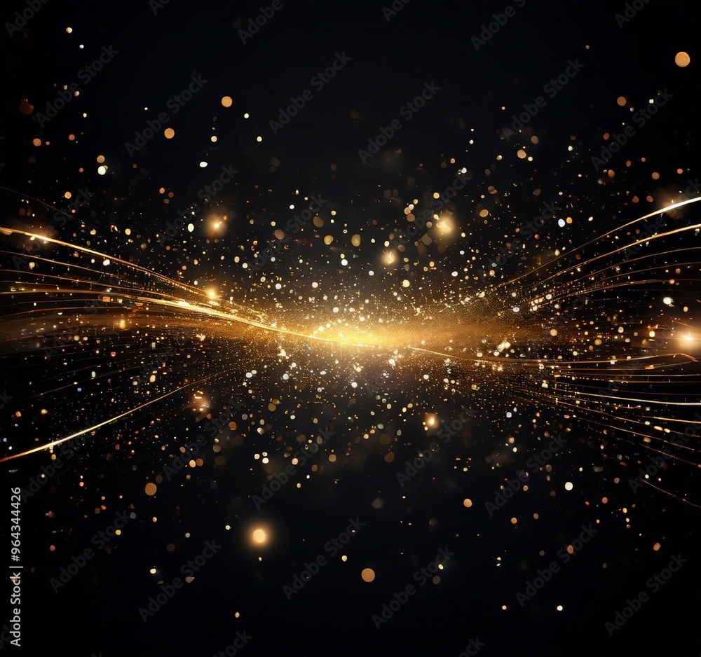 Poster scene of a starry night sky, with a multitude of small, glowing stars scattered across the dark back