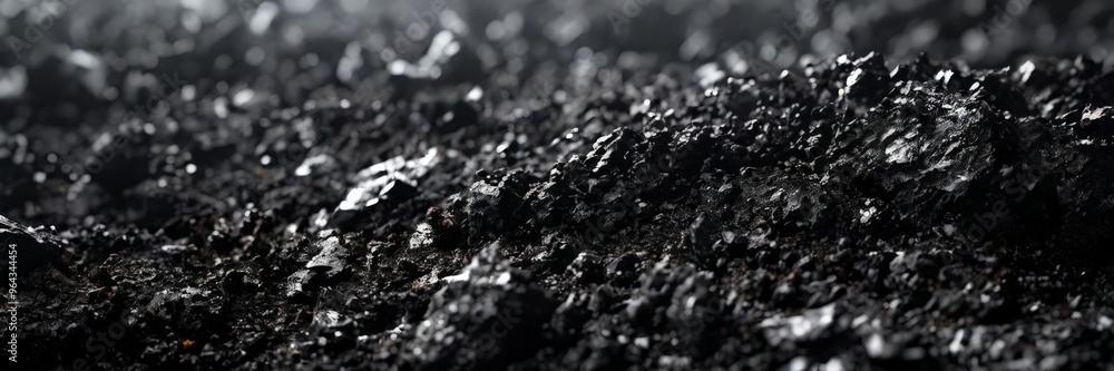 Poster a close-up of dark, rocky soil or soil with visible rocks and small stones, creating a textured and 