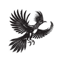 Obraz premium Hoatzin Bird Silhouette Clipart - Hoatzin Vector Illustration in black and white 