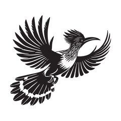 Obraz premium Hoatzin Bird Silhouette Clipart - Hoatzin Vector Illustration in black and white 