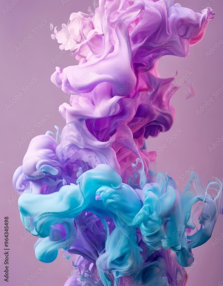 Aufkleber vibrant abstract composition of swirling, multicolored fluid, with a gradient of purple and blue hue