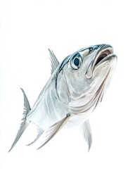 Fototapeta premium the Milkfish, portrait view, white copy space on right, Isolated on white Background