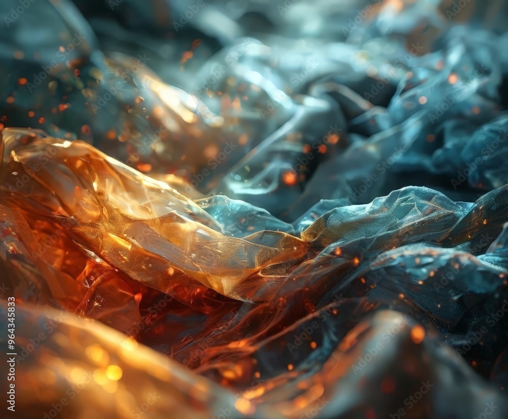 Aufkleber a close-up view of a textured surface with a blend of orange and blue hues, creating a dynamic and v