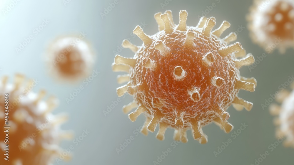 Poster highly detailed 3d rendering of the monkeypox virus particle. medical visualization of viral structu