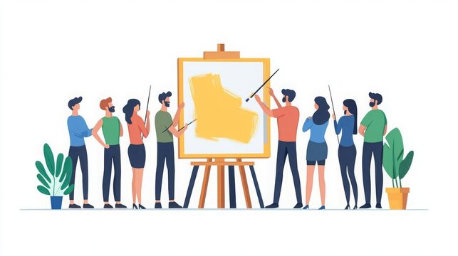 Business Team building  goals  activities Building creative structures, team assembling blocks, flat design illustration