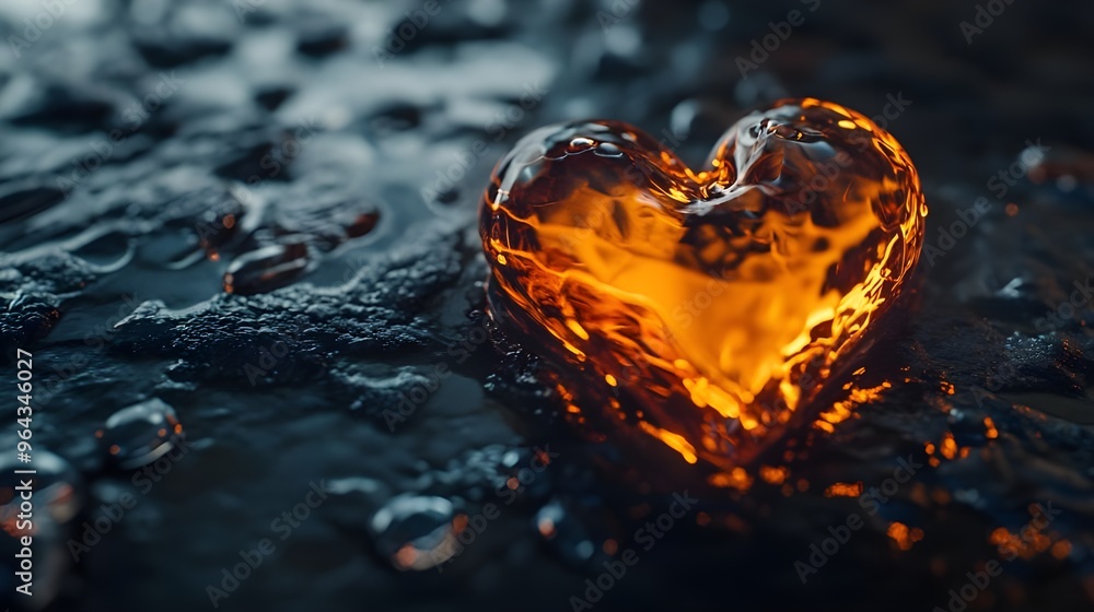 Poster black backdrop with close-up liquid heart feature image