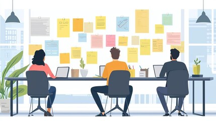 Business Team building  goals  activities Team building workshop, creative puzzle-solving, flat design illustration