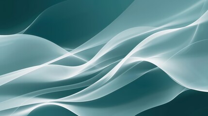 Fototapeta premium Abstract representation of flowing fabric or smoke, characterized by smooth curves and a monochromatic teal color scheme