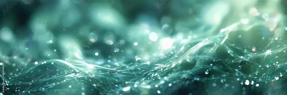 Poster a close-up view of a water surface, with a blurred, abstract background that appears to be a mix of 