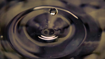 A drop of water making a splash. Macro photo.