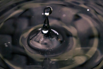 A drop of water making a splash. Macro photo.