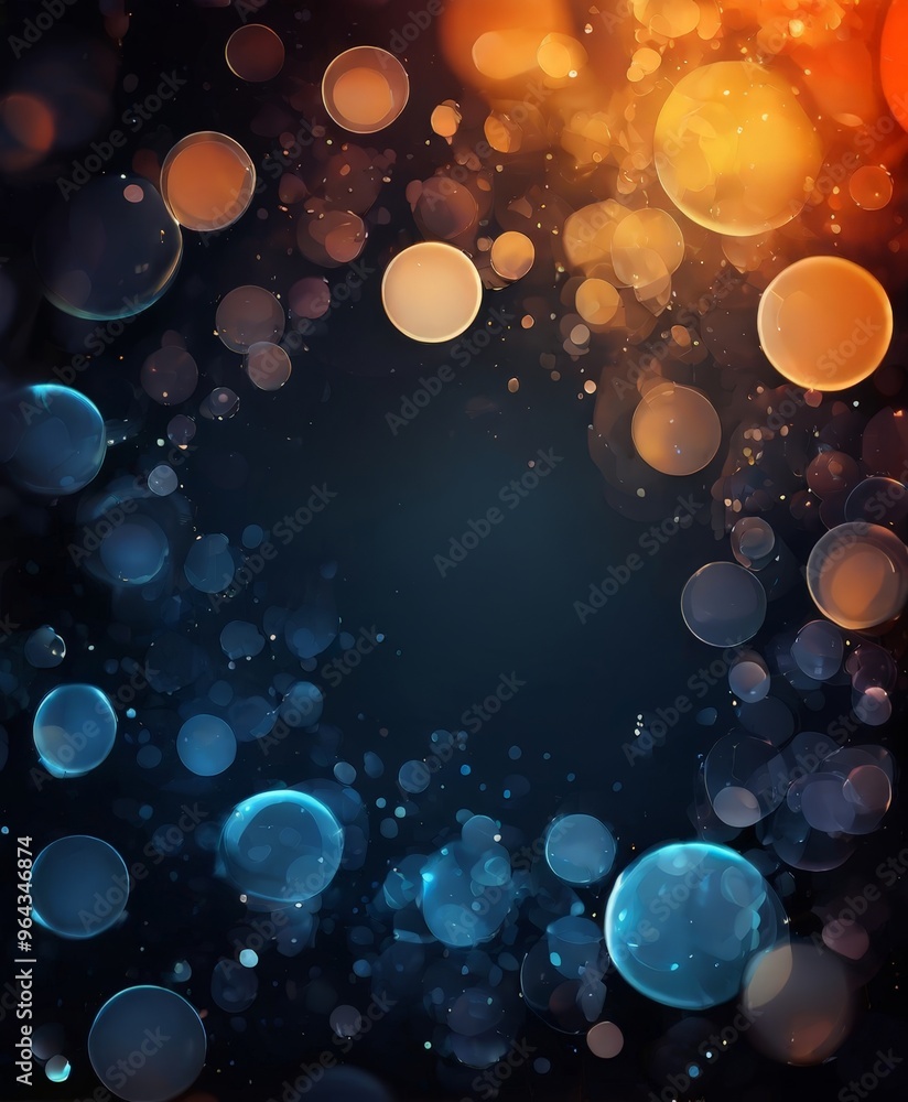 Poster display of colorful bokeh lights against a dark background, creating a visually striking and dynamic