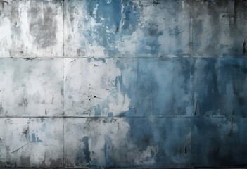 Obraz premium a textured concrete wall with a mix of blue, gray, and white colors, creating a visually striking and somewhat distressed appearance.