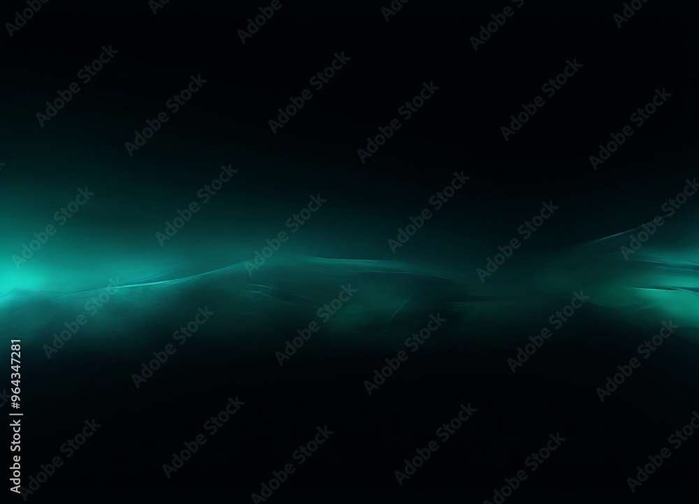 Poster a dark, moody scene with a gradient of green and black tones, creating an abstract and ethereal atmo