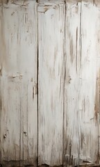 Obraz premium a close-up view of a weathered wooden surface with vertical cracks and peeling paint, creating a textured and aged appearance.