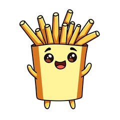 cute vector illustration french fries in a bag