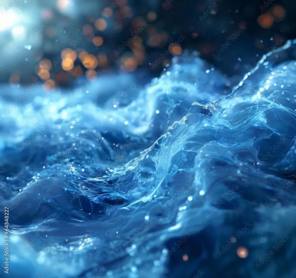 Poster a close-up view of a body of water, likely a lake or ocean, with a dynamic and textured surface. the