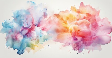 vibrant abstract floral design with a mix of pink, blue, and yellow colors, creating a dynamic and visually striking composition.