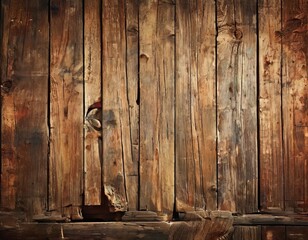 Obraz premium a close-up view of a weathered wooden surface with visible cracks and knots, creating a rustic and aged appearance.