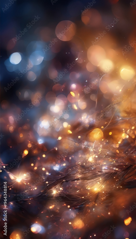 Aufkleber a close-up of a branch with twinkling lights, creating a mesmerizing and magical atmosphere.