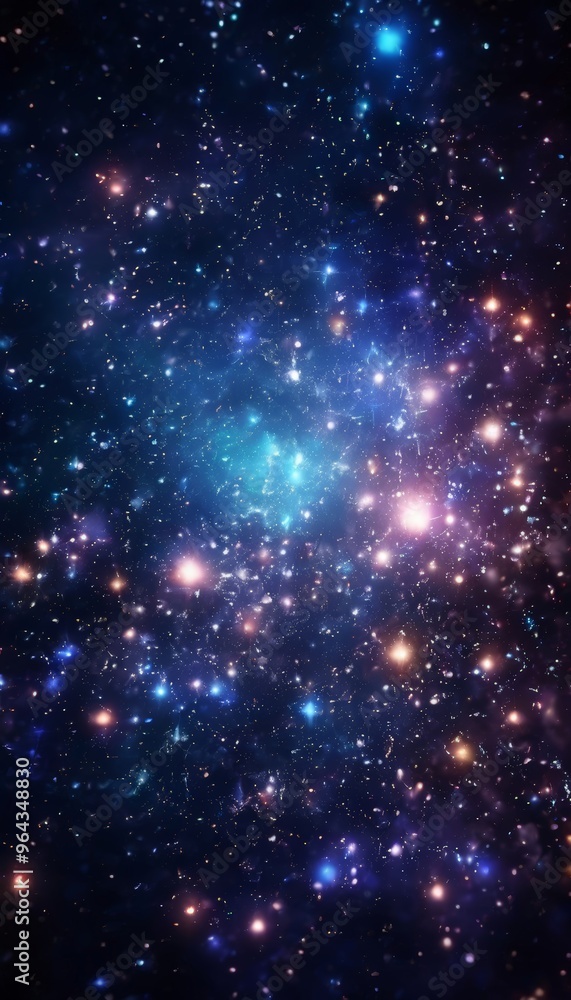 Poster a digital of a starry night sky, featuring a multitude of twinkling stars in various colors and size