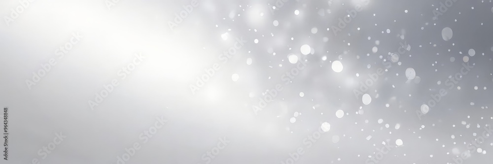 Poster a soft, blurred image of white snowflakes falling against a gray background, creating a serene and e