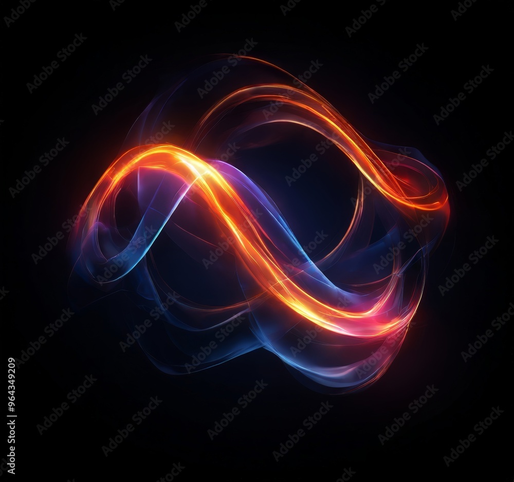 Poster a swirling, abstract pattern of glowing, multicolored lines and shapes against a dark background, cr