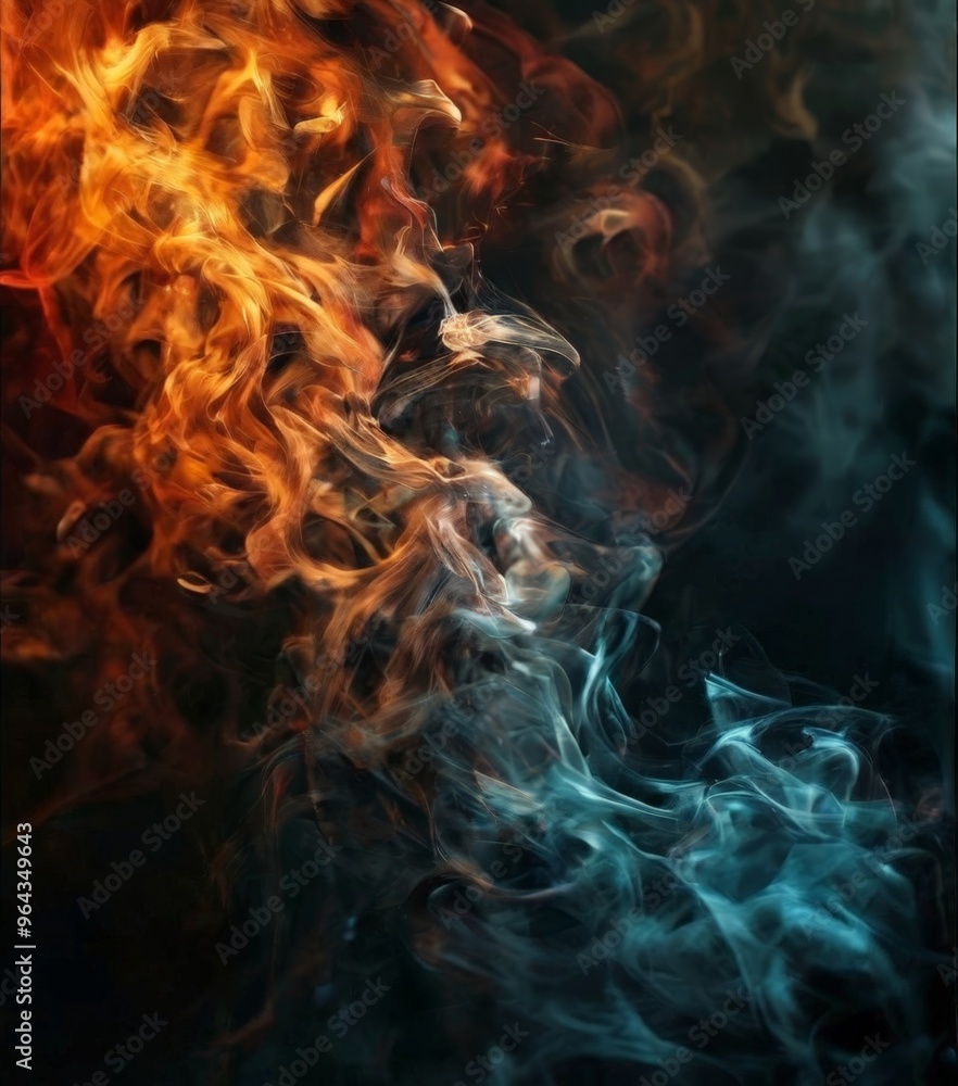 Aufkleber a swirling pattern of orange and blue smoke, creating a dynamic and visual effect.