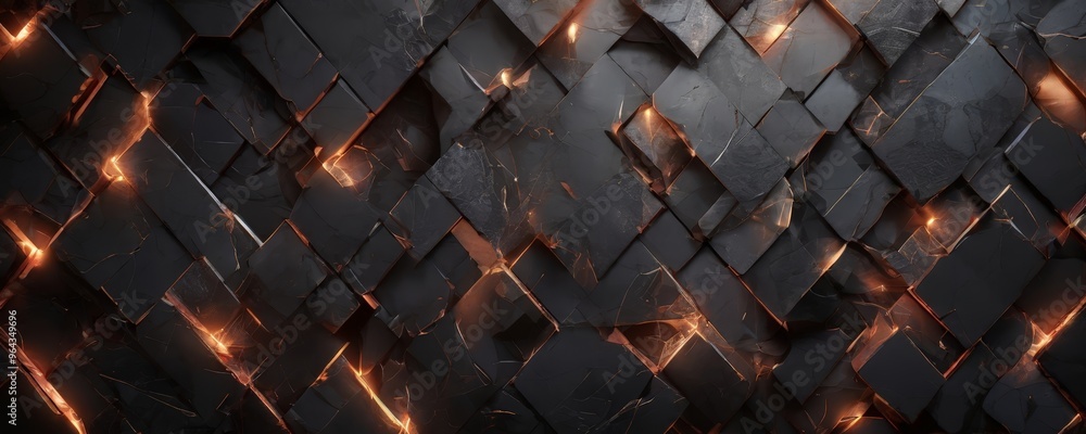 Poster a dark, cracked wall composed of numerous square tiles arranged in a diagonal pattern. each tile is 