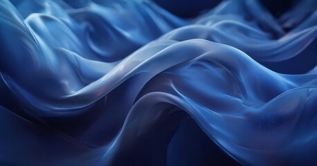 Fototapeta premium a close-up view of a flowing, wavy fabric with a deep blue hue, creating a sense of movement and fluidity.