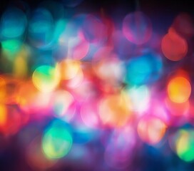 a vibrant, abstract representation of colorful bokeh lights, with a gradient of hues ranging from blue to orange, pink, and yellow, creating a dynamic and visually effect.
